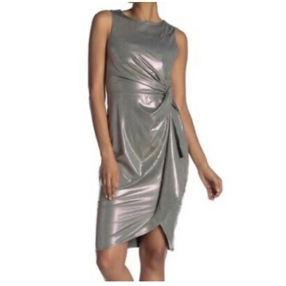SuperFoxx metallic knot front sleeveless sheath dress Small S DD7